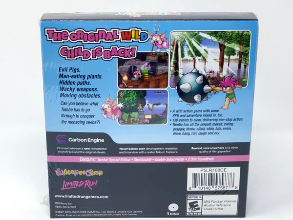 Lateral de la caja de Tomba!: Special Edition (Classic Edition) (USA) (Limited Run) (Precintado) para PlayStation 5