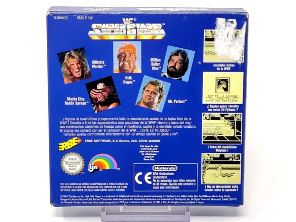 Parte trasera de WWF Superstars (ESP) para Game Boy, edición PAL España