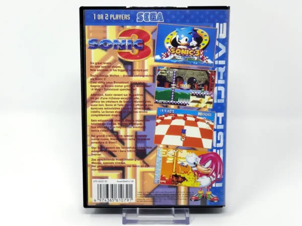 Parte trasera de Sonic 3 (ESP) para Mega Drive, edición PAL España