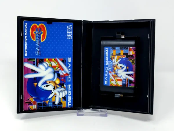 Interior del juego Sonic 3 (ESP) para Mega Drive con disco y manual