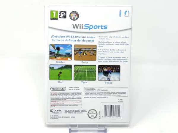Parte trasera de Wii Sports (ESP) (Selects) para Nintendo Wii, edición PAL España