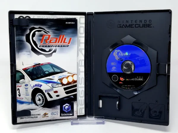 Interior del juego Rally Championship (ESP) para GameCube con disco y manual
