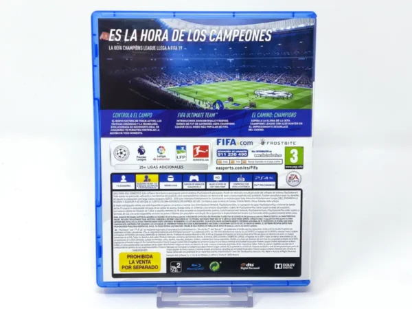 Parte trasera de FIFA 19 (ESP) (v1) para PlayStation 4, edición PAL España