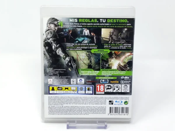 Parte trasera de Tom Clancy’s Splinter Cell Blacklist (ESP) (Rebajado) para PlayStation 3, edición PAL España