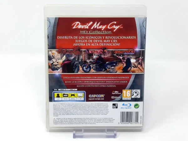 Parte trasera de Devil May Cry: HD Collection (ESP) para PlayStation 3, edición PAL España