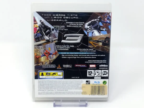 Parte trasera de Spider-Man 3 (ESP) para PlayStation 3, edición PAL España